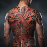 Imponujący tatuaż feniksa na całych plecach
