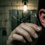 Ciemne, dramatyczne ujęcie dłoni trzymającej zwykłą agrafkę