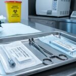 Detal na sterylną, metalową tacę